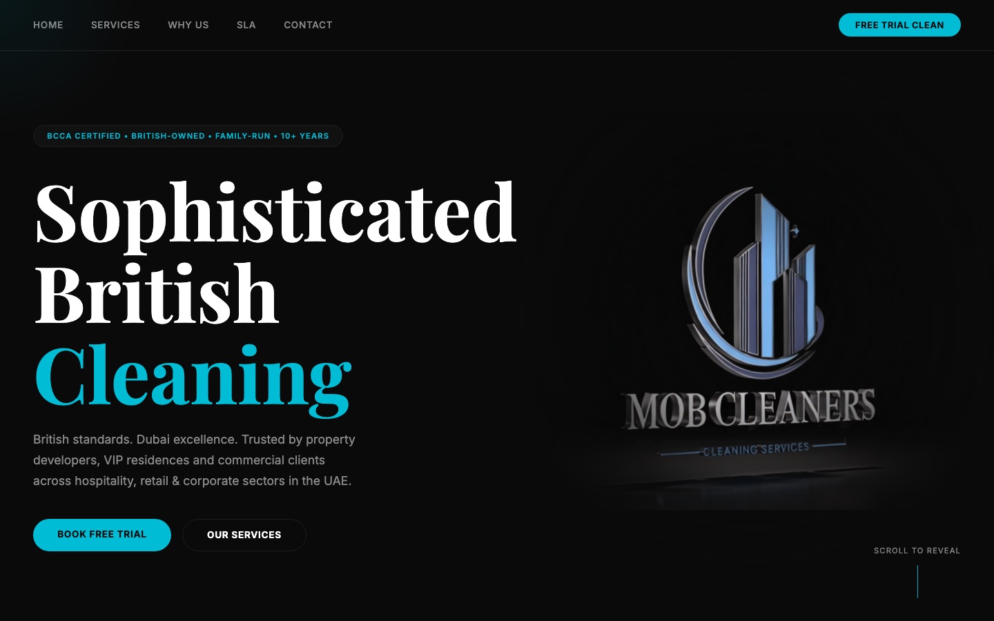 MOB Cleaners Dubai commercial cleaning website — built by Noirhaus