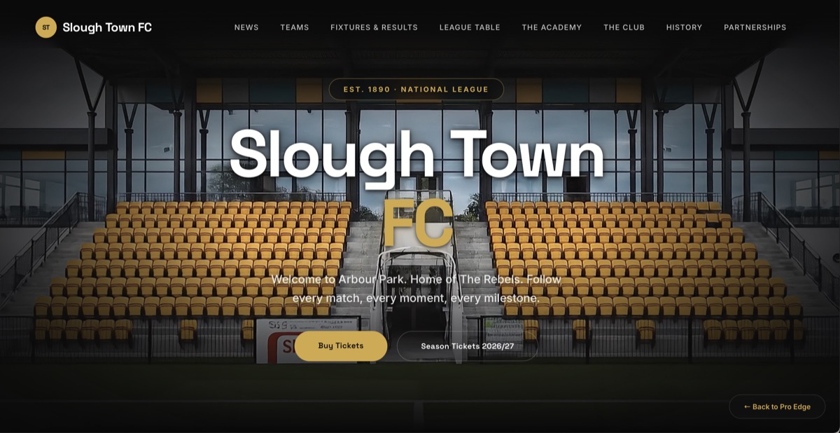 Slough Town FC website redesign