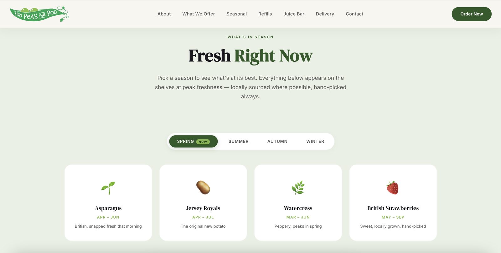 Two Peas in a Pod greengrocer website — built from scratch by Noirhaus